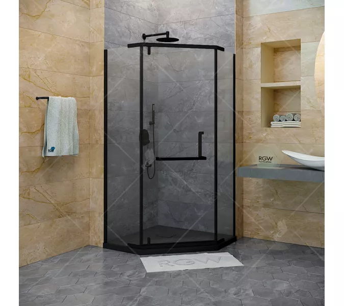 Душевой уголок RGW HO-081B, Цвет стекла: прозрачное, Цвет профиля (вариация): Черный, Выбрать размер: 100x100, изображение 2