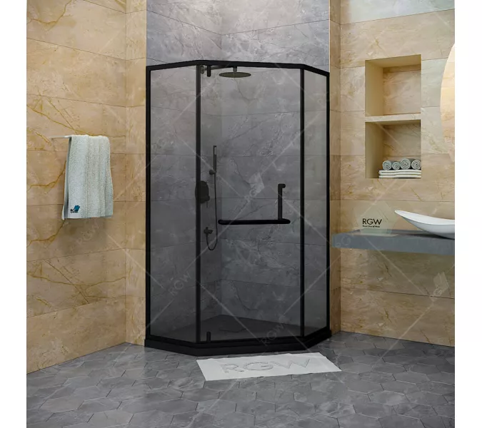 Душевой уголок RGW HO-084B, Цвет стекла: тонированное, Цвет профиля (вариация): Черный, Выбрать размер: 100x100, изображение 2