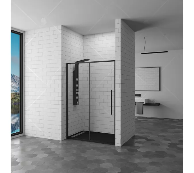 Душевая дверь RGW SV-12B, Цвет стекла: прозрачное, Цвет профиля (вариация): Черный, Выбрать размер: 100, изображение 2