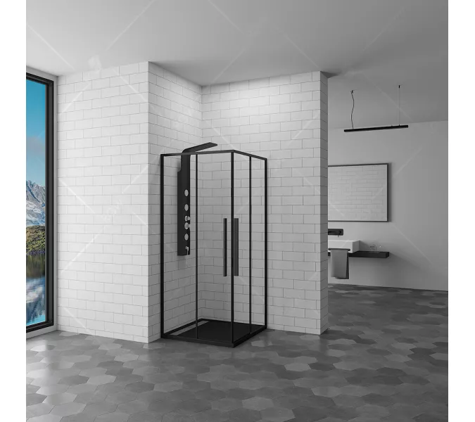 Душевой уголок RGW SV-31B, Цвет стекла: прозрачное, Цвет профиля: Черный, Выбрать размер: 800x800, изображение 2