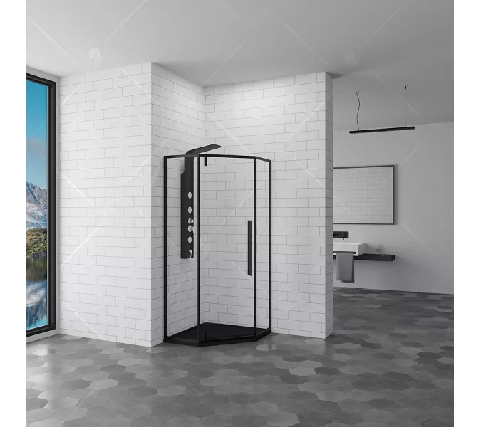 Душевой уголок RGW SV-81B, Цвет стекла: прозрачное, Цвет профиля: Черный, Выбрать размер: 800x800, изображение 2