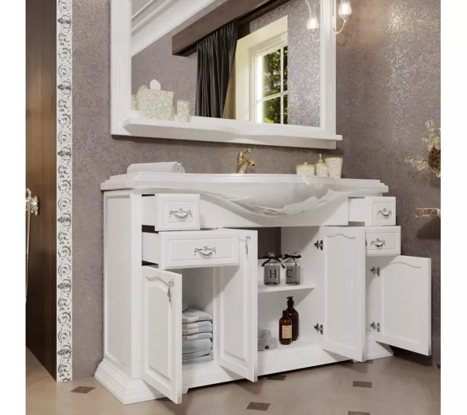 Тумба напольная с раковиной Opadiris Риспекто , цвет белый матовый, Выбрать цвет: Белый матовый, Выбрать размер: 120, изображение 3