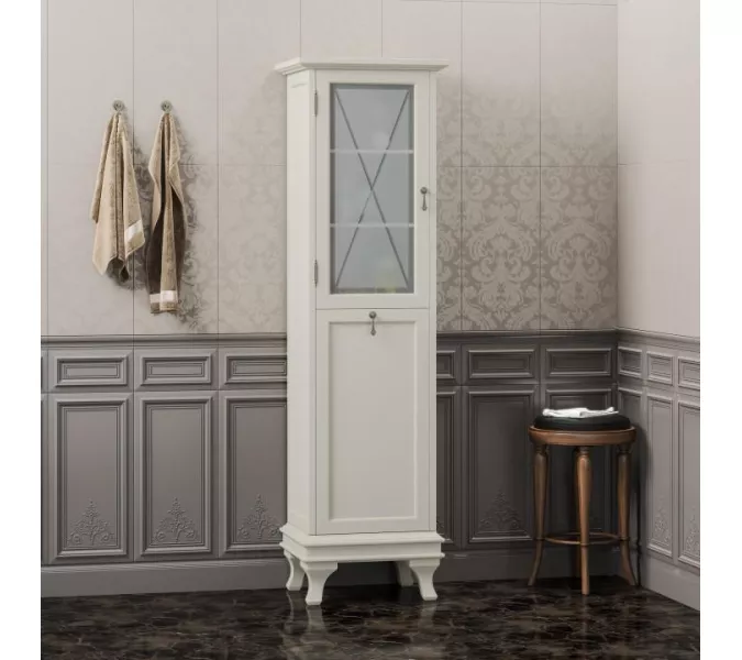 Пенал левый/правый с бельевой корзиной OPADIRIS Борджи слоновая кость, Выбрать цвет: Слоновая кость, Ориентация: Левая, изображение 6