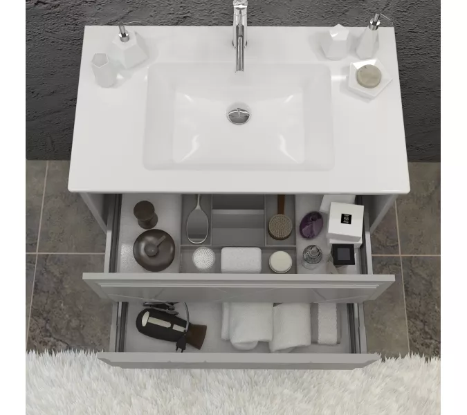 Тумба с раковиной  OPADIRIS Луиджи серый, Выбрать цвет: Серый, Выбрать размер: 90, изображение 4