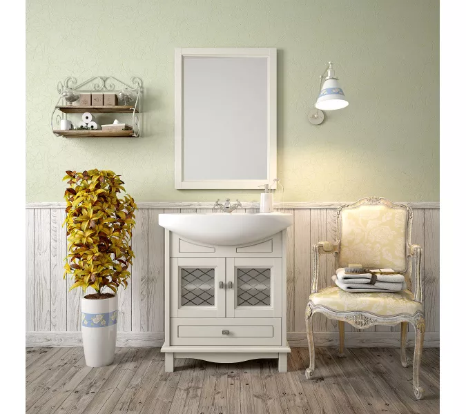 Тумба с раковиной OPADIRIS  Омега  слон.кость, Выбрать цвет: Слоновая кость, Выбрать размер: 75, изображение 8