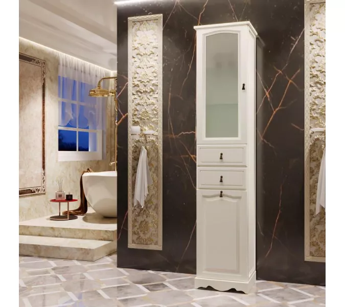 Пенал OPADIRIS Риспекто-40 левый/правый С БЕЛЬЕВОЙ КОРЗИНОЙ, слоновая кость, Выбрать цвет: Слоновая кость, Ориентация: Левая, изображение 2