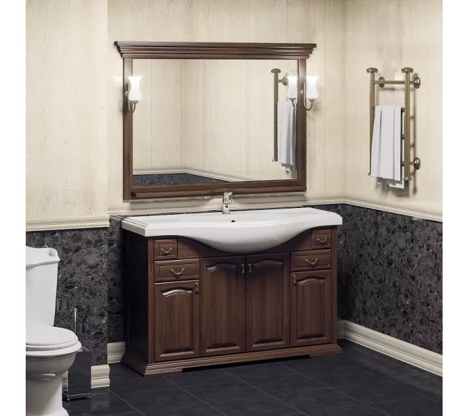 Тумба напольная с раковиной Opadiris Риспекто , цвет орех антикварный, Выбрать цвет: Орех антикварный, Выбрать размер: 120, изображение 6