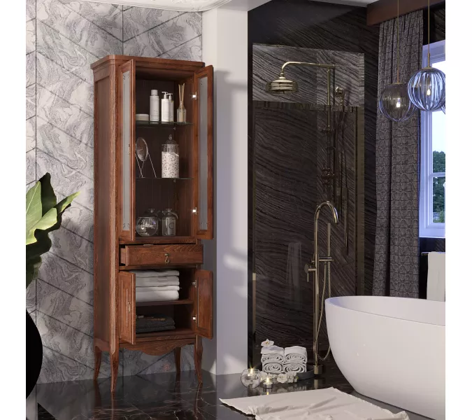 Пенал напольный двустворчатый OPADIRIS Лоренцо светлый орех, Выбрать цвет: Светлый орех, изображение 4