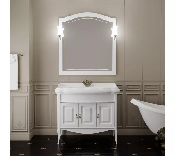 Зеркало OPADIRIS со светильниками  Лоренцо 60/80/100 Белый матовый, Выбрать цвет: Белый, Выбрать размер: 100, изображение 5