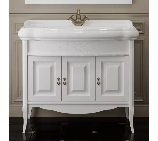 Тумба с раковиной OPADIRIS Лоренцо-60/80/100  белый, Выбрать цвет: Белый, Выбрать размер: 100, изображение 3