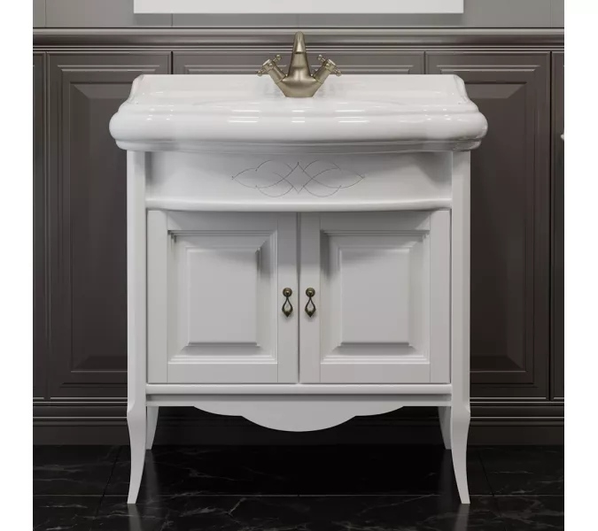 Тумба с раковиной OPADIRIS Лоренцо-60/80/100  белый, Выбрать цвет: Белый, Выбрать размер: 80, изображение 3