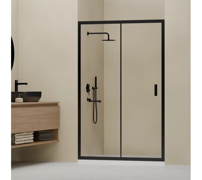 Душевая дверь RGW CL-14B, Цвет стекла: прозрачное, Цвет профиля (вариация): Черный, Выбрать размер: 100