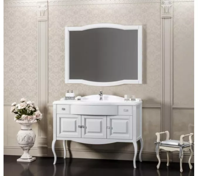 Тумба напольная с раковиной OPADIRIS Лаура -120  Белый матовый/swarovski хром, Выбрать цвет: Белый / Хром, Выбрать размер: 120, изображение 6