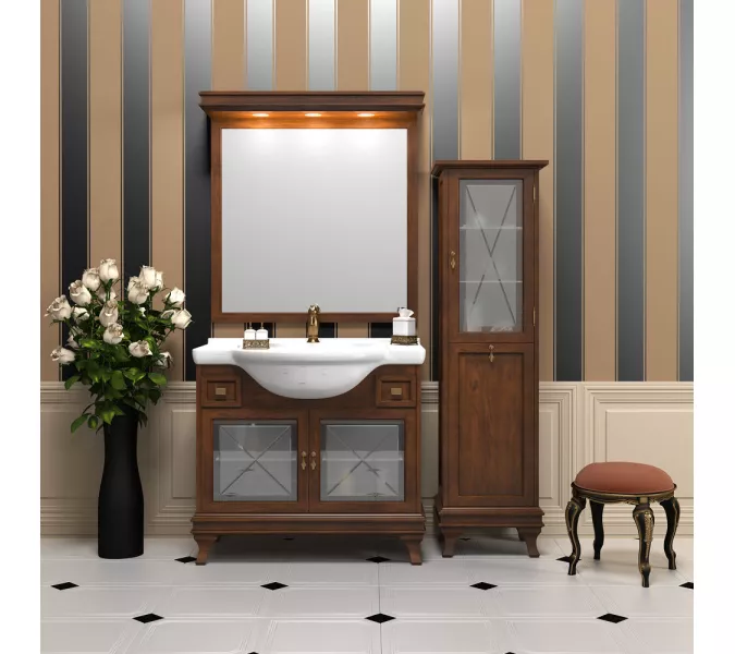 Тумба напольная с раковиной OPADIRIS Борджи-85 светлый орех, Выбрать цвет: Светлый орех, изображение 7