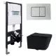 Комплект подвесной унитаз ABBER Rechteck AC1201MB черный матовый с инсталляцией AC0105 и кнопкой хром, Цвет кнопки: Хром, Выбрать цвет: Черный, Внешний вид: квадратная кнопка