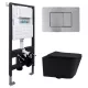 Комплект подвесной унитаз ABBER Rechteck AC1201MB черный матовый с инсталляцией AC0105 и кнопкой матовый хром, Цвет кнопки: Матовый хром, Выбрать цвет: Черный, Внешний вид: квадратная кнопка