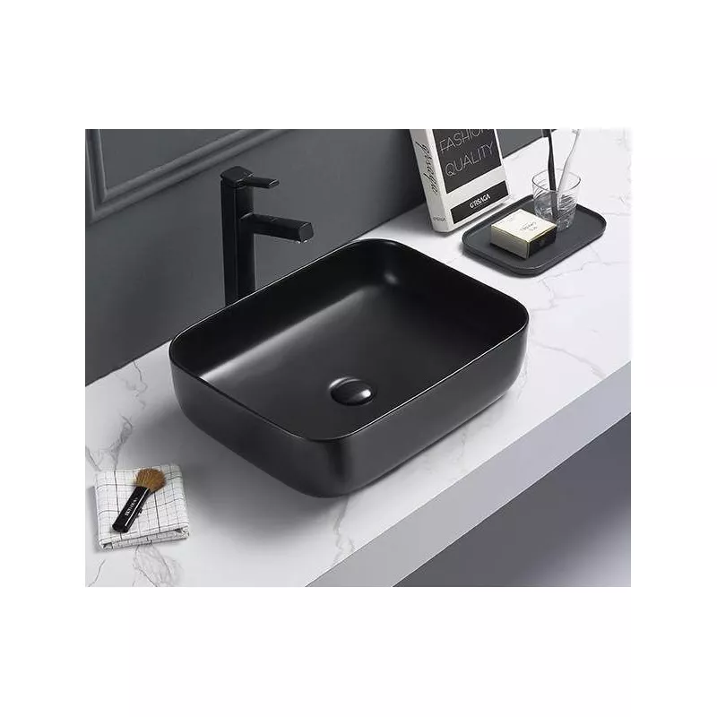 Санфаянс: Раковина для ванной накладная прямоугольная CeramaLux 2105-1МВ 1 в магазине Акватория