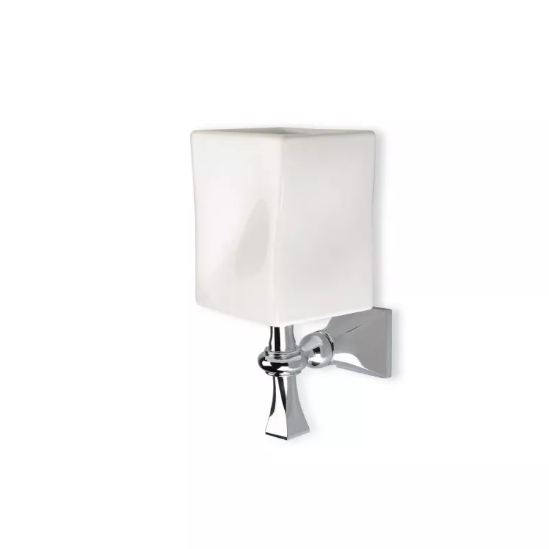 Аксессуары: Stil Haus Prisma  настенный керамический стакан   хром - белая керамика 1 в магазине Акватория