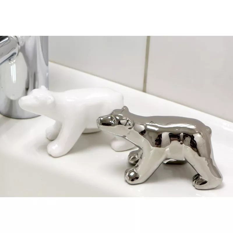 Аксессуары: Casablanca фигурка керамическая Белый медведь  серебристый 1 в магазине Акватория