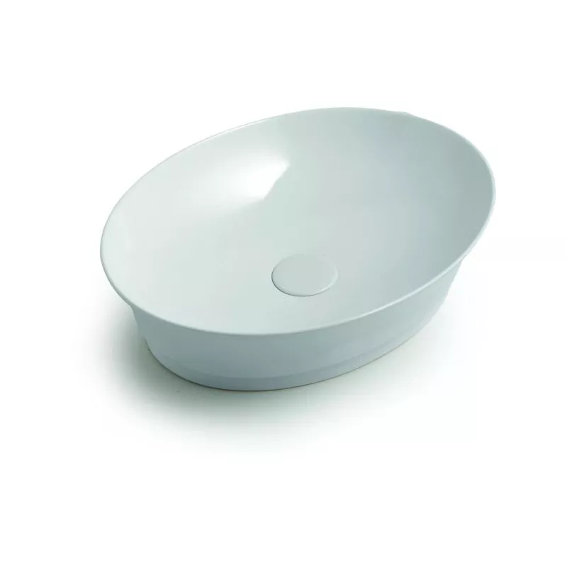 Санфаянс: White Ceramic Idea накл. овальная раковина 50x38x13h см с кер. дон. клап.  белый глянцевый 1 в магазине Акватория