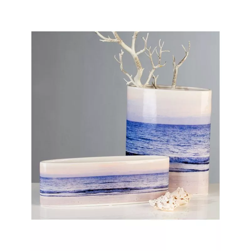 Аксессуары: Casablanca ваза керамическая Океан  бело-синий 1 в магазине Акватория