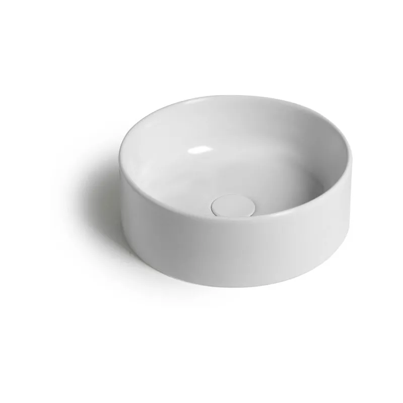 Санфаянс: White Ceramic Slim накладная круглая раковина ?40x13h см  серый матовый 1 в магазине Акватория