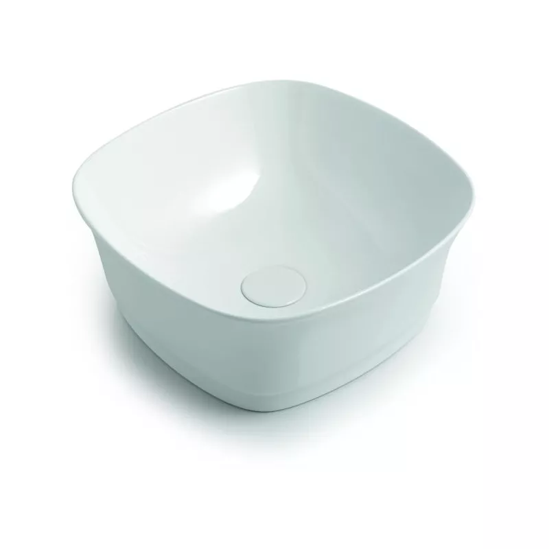 Санфаянс: White Ceramic Idea накл. квадратная раковина 42x42хh18 см с кер. дон. клап.  белый глянцевый 1 в магазине Акватория