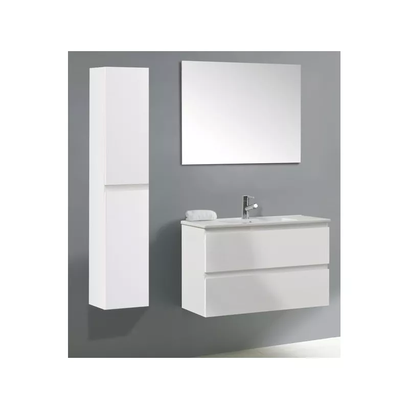 Мебель для ванной: IBX YASMIN, тумба подвесная под раковину 80 см, 2 ящика, цвет белый глянцевый лак 1 в магазине Акватория
