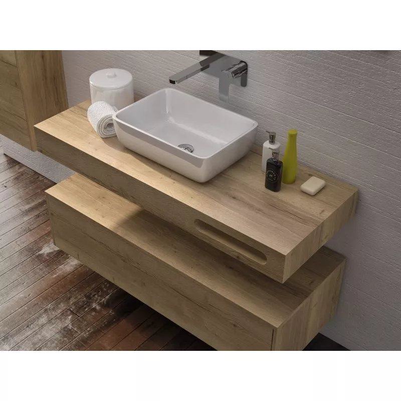 Мебель для ванной: IBX RUT, столеш. Cannes 100 см с вырезом под полотенцедерж. справа, цвет галифакс 1 в магазине Акватория