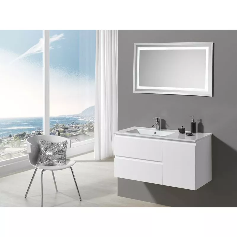 Мебель для ванной: IBX YASMIN, тумба подвесная 120 см под левую раковину, 3 ящика, цвет белый глянцевый лак 1 в магазине Акватория
