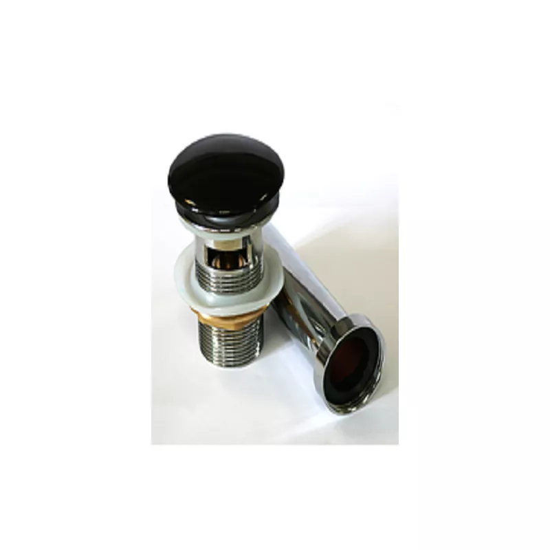 Санфаянс: Донный клапан для раковины CeramaLux RD019 чёрный с преливом  1 в магазине Акватория